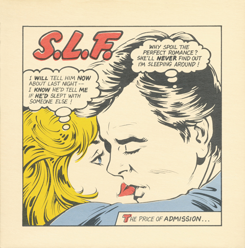 S.L.F. single sleeve 1983 Illustration by Mick Brownfield