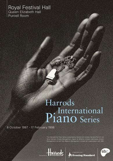 Harrods International Piano Series leaflet Royal Festival Hall 1997 / 1998 by John Pasche Photography by Nadav Kander