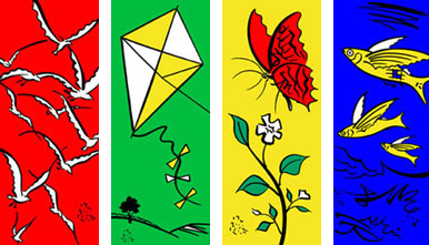 South Bank Centre Summer Season Flags 2001 by John Pasche Illustration by Brian Grimwood